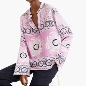 Point Sur Silk Tunic In Block Floral Print Size XS